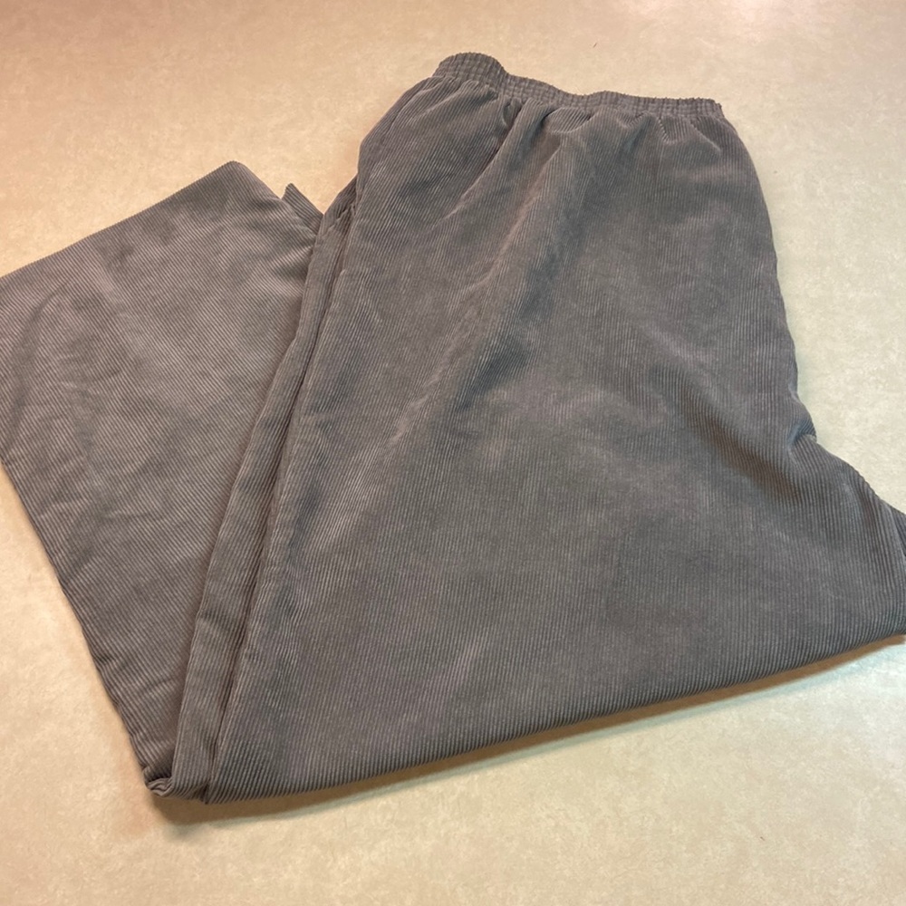 Alfred Dunner Grey Plus Size Corduroy Trouser Pant - Picture 4 of 8